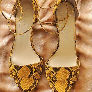 Jessica Simpson - Yellow Snakeskin Print - Size 8 - Strappy Sandals